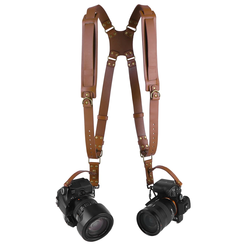 Correa de cámara doble de cuero con soporte universal DSLR/SLR - imagen 4