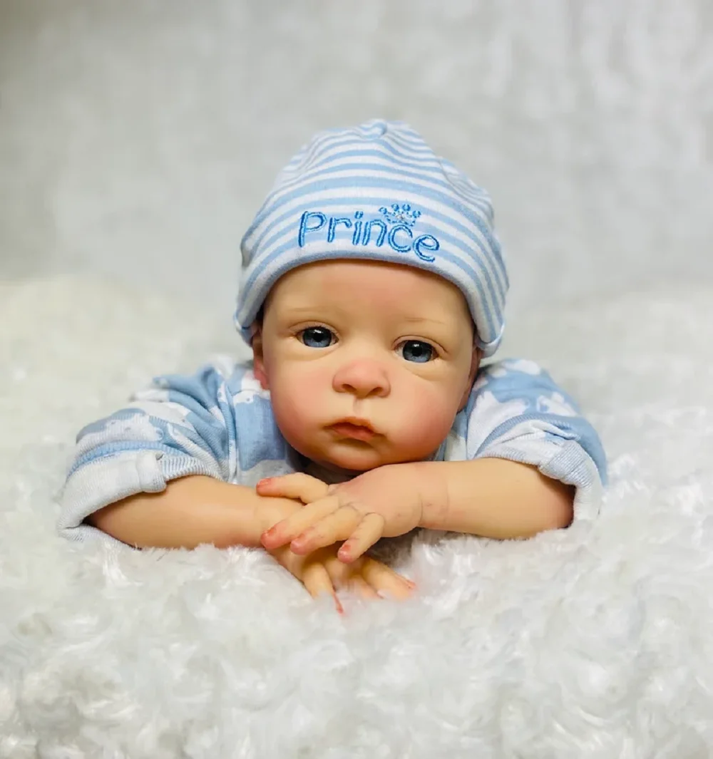 

18-20-дюймовая кукла Oskar Bebe Reborn с тканевым корпусом, 3D-окрашенная кожа и волосы, кукла для новорожденных ручной работы, реалистичная реалистичная кукла реборн