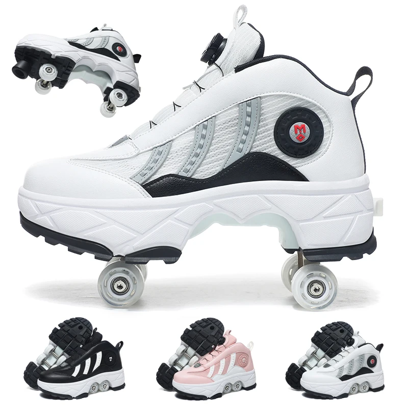 

2024 The latest 4-wheel roller skates high quality breathable multi-functional wheel sports shoes outdoor student roller skates