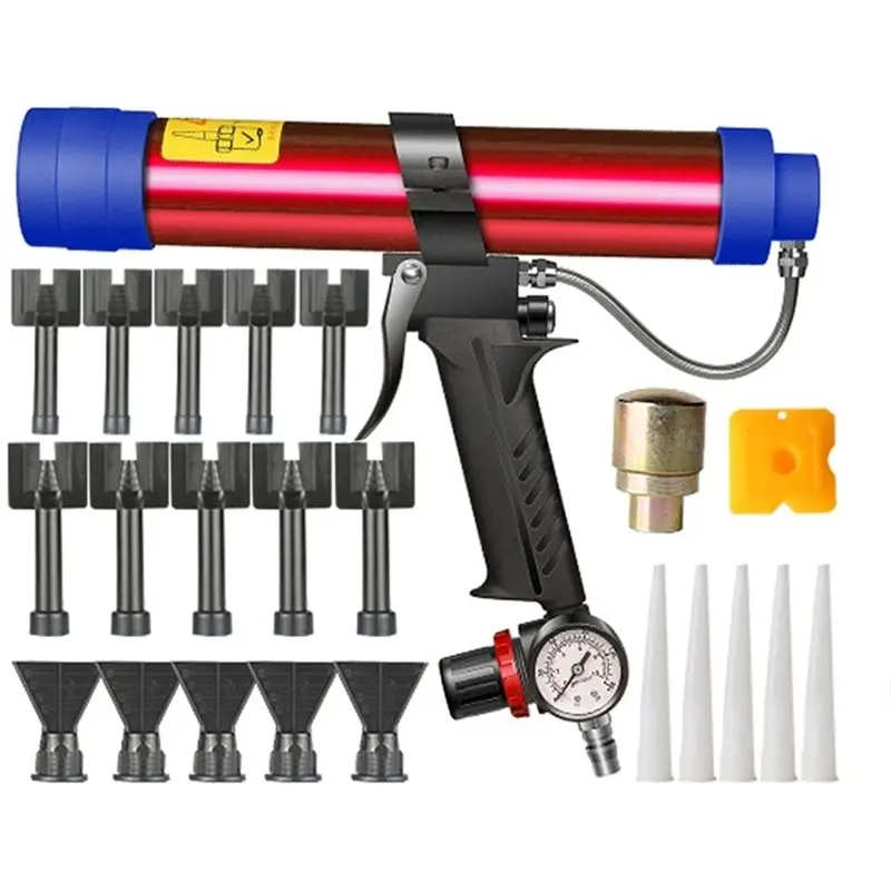 ABUI-For Glass For Glass Glue Gun Adjustable Pneumatic 310Ml Sealant Applicator Tool For Hard Glue And Sealant Applications Set