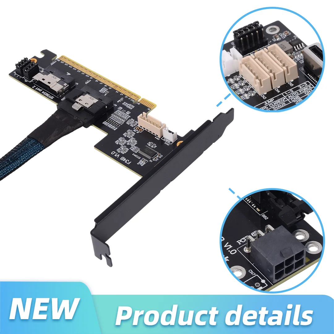 ADT-Link PCIe 4.0 x16 SlimSAS Splitter Extension Cable 1-to-2 ,1-to-4 SFF-8654 Gen4 256Gbps for GPU Graphics Card Riser Adapter