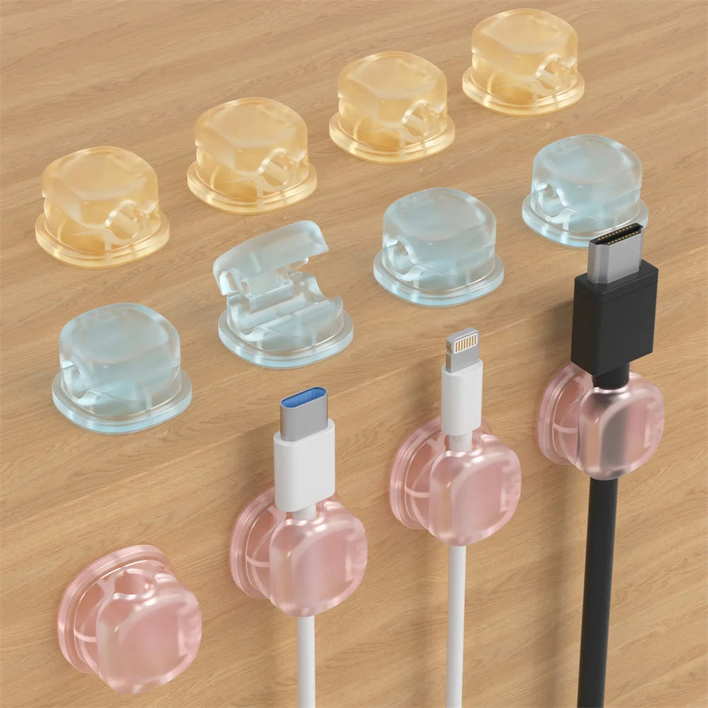 3 Transparent Color Magnetic Cable Organizer, Data Cable Holder, Desktop Phone Charging Cable, Charger Clip, Storage Tool