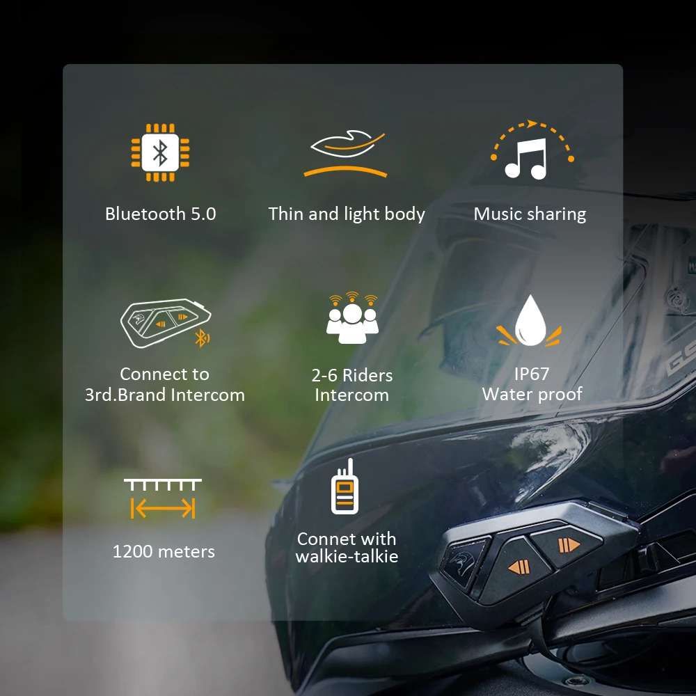 FreedConn FG Motorcycle Intercom Group Helmet Bluetooth Headsets Up to 12 Riders Interphone Music Share Handsfree Communicator