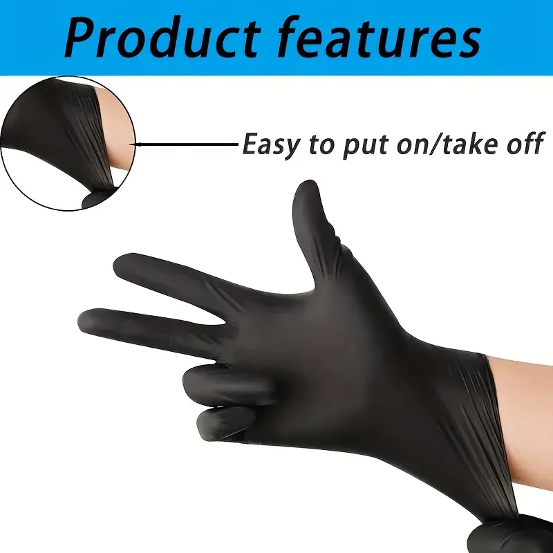 20/50/100PCS schwarze Nitrilhandschuhe Einweg verdickte langlebige Haushaltsreinigungshandschuhe für Küche Kochen Haarfärben Tattoo – Detail 4