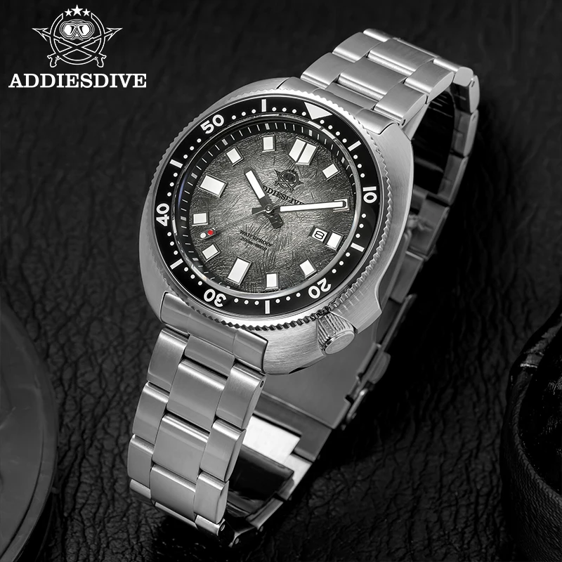 Addiesdive novo relógio masculino de aço inoxidável relógios quartzo super luminoso 20bar à prova dwaterproof água vidro safira masculino relogios masculino