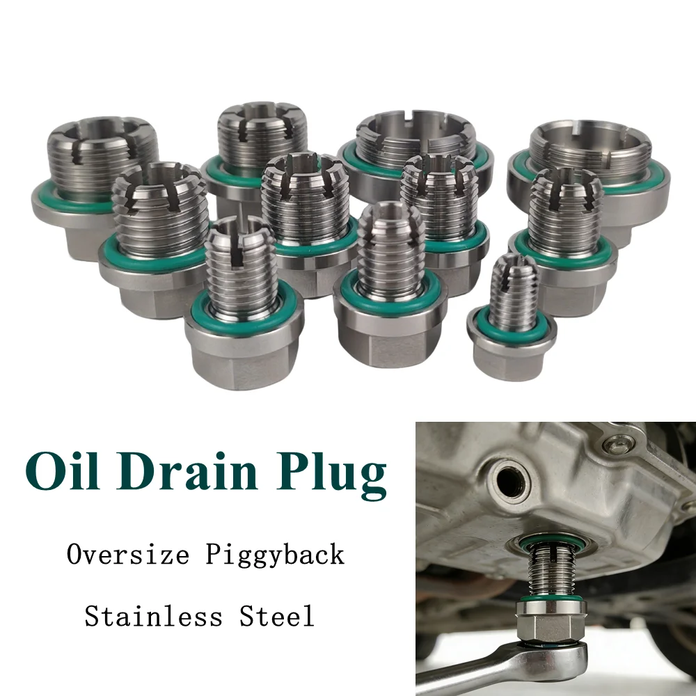 M8.2/10.2/12.2/14.2/16.2 1.25/1.5/1.75 Oil Drain Plug Oversize Piggyback Stainless Steel Self Tapping Oil Pan Thread Repair Kit