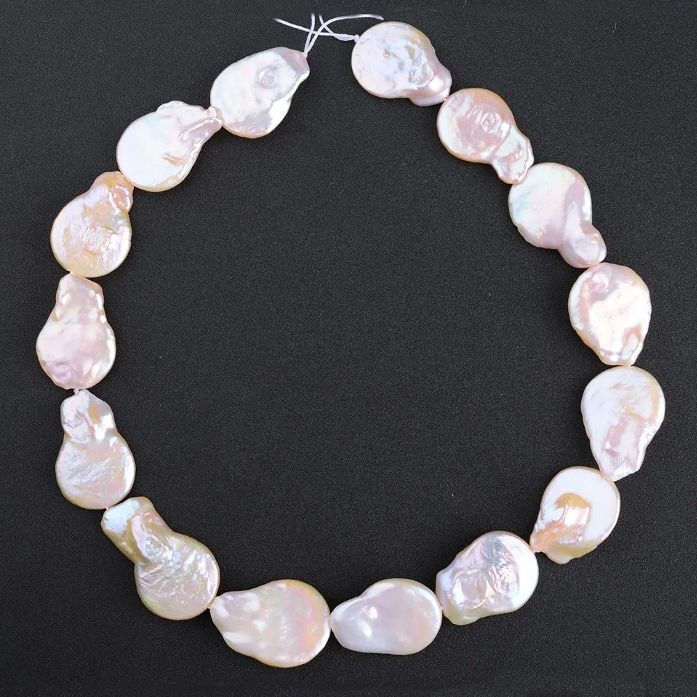 20X27MM Natural Pink Keshi Freshwater Cultured Pearl Teardrop Loose Beads Strand 15.5“