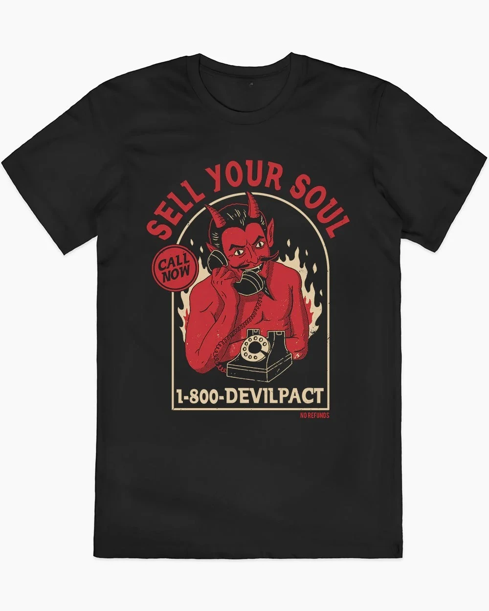 HOT SALE Black Humor Sells You Soul Cotton T-shirts with Devil Patterns for Fashion Outfits and Avant Garde Lovers Halloween Tee