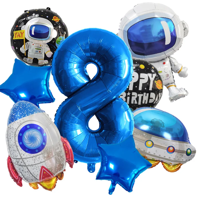 10-teiliges Ballon-Set mit Weltraummotiv – Raketenballons aus Aluminiumfolie für Kindergeburtstagsparty-Dekorationen, Astronauten-Partyzubehör – Detail 10