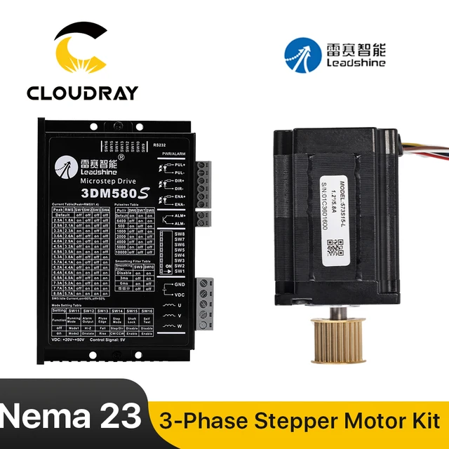 Cloudray Leadshine Nema 23 3-fazowy zestaw silnika krokowego 0,9 Nm/1,3 Nm 573S09-L-18/ 573S15-L-18+ 3DM580S do grawerki CNC
