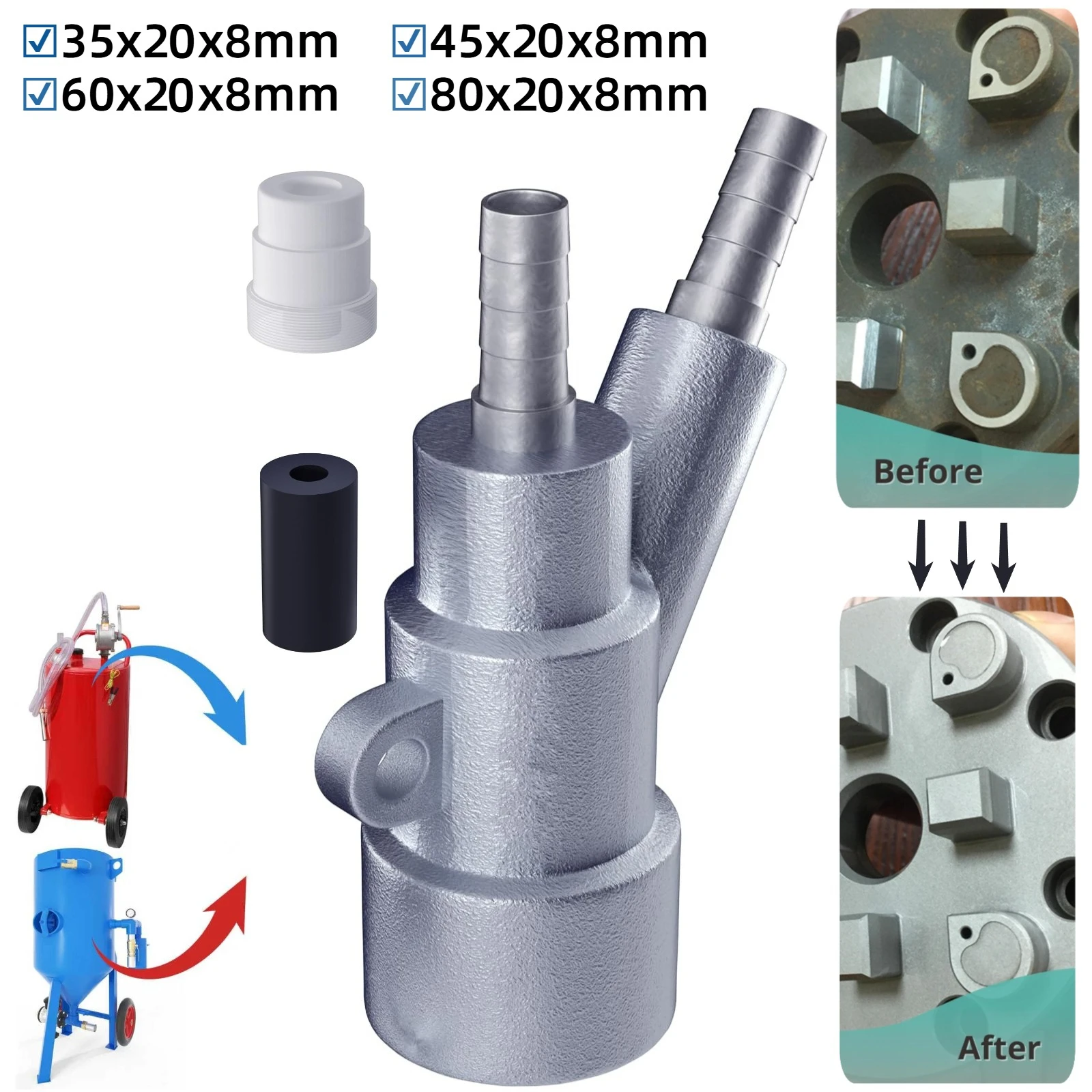 35/40/60/80mm Sand Blaster Gun Kit Sandblaster Sandblasting Gun for Sandblast Blast Cabinet with Boron Carbide Nozzle