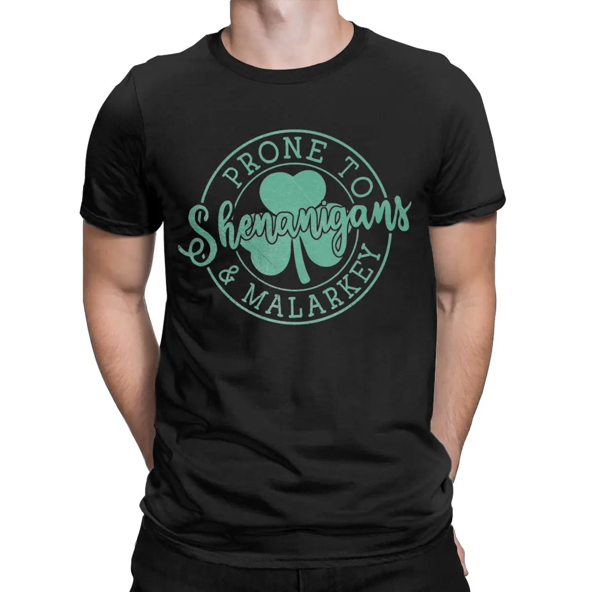 Men's Prone To Shenanigans And Malarkey St. Patrick's Day T Shirts 100% Cotton Unique Short Sleeve Round Neck Tee Shirt T-Shirt