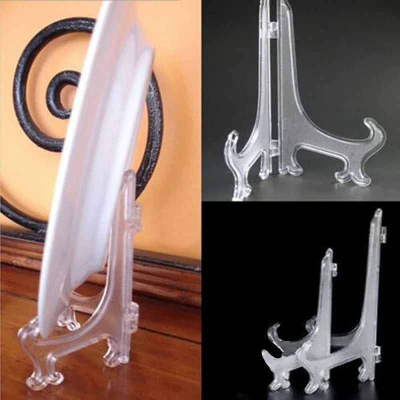 Espositori per ufficio Ornamenti Immagine Piatti in plastica da 3/5 pollici 5 pezzi Staffa da tavolo per camera Carte trasparenti Scrivania pieghevole