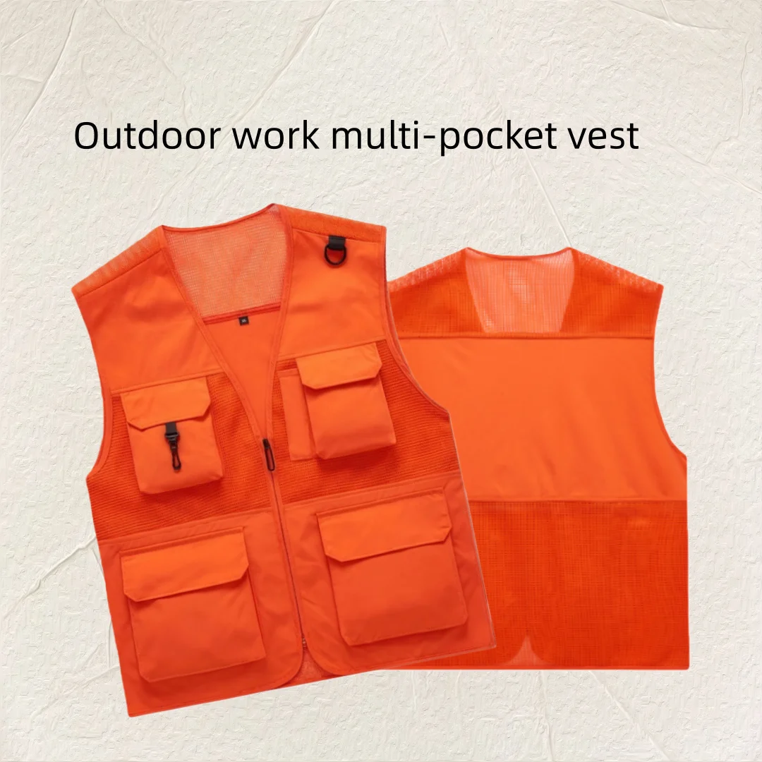 

2026 Printing logo Loose Outdoor Vest Customizable Logo Printing Fishing Photography Workwear Multi Pocket Lightweight Jacket