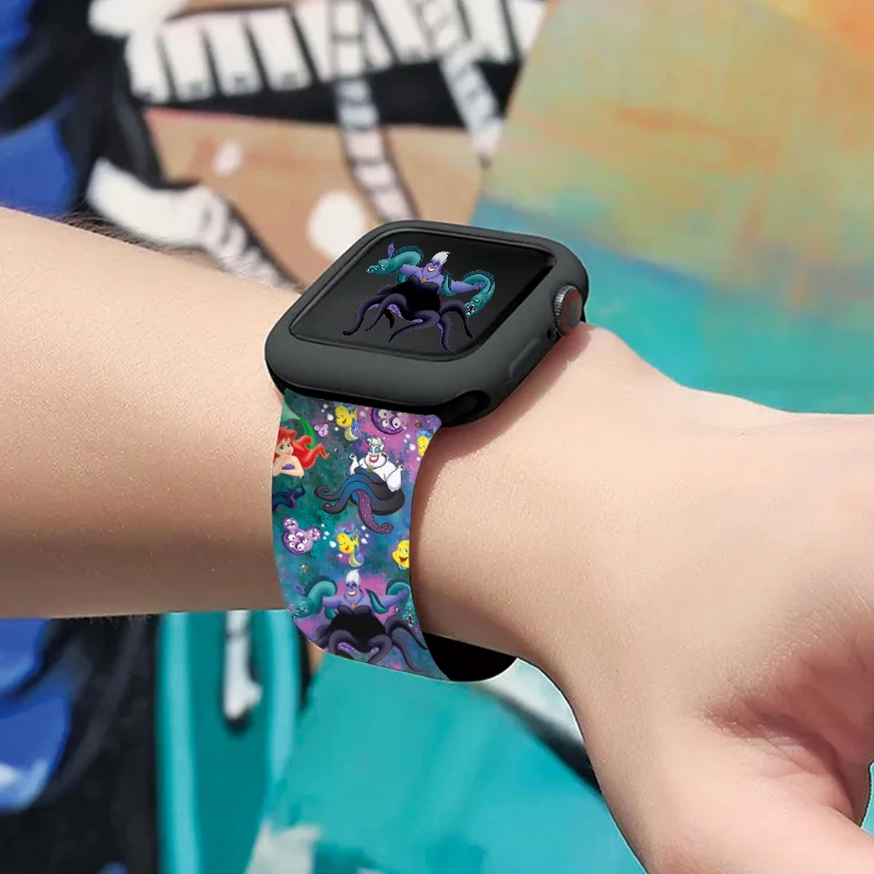 Disney Ursula Series Bedrucktes Armband für Apple Watch 11 10 9, Silikonband, austauschbares Armband für iWatch 46/44/42/41 mm Armband