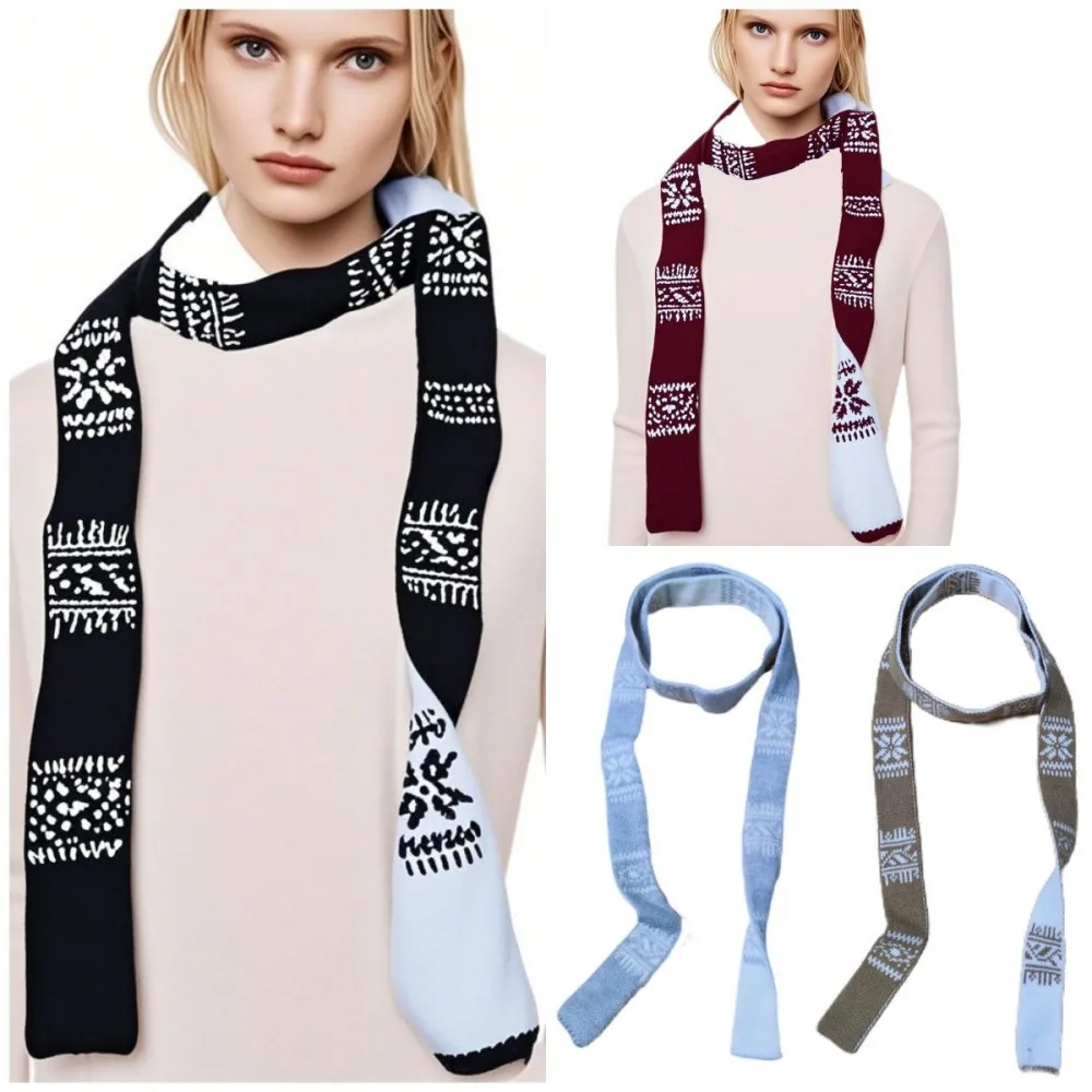 Striped Plush Scarf Women's Niche Design Sense Spice Girl Versatile Decoration Korean Version Thin and Narrow Long Scarf image 3