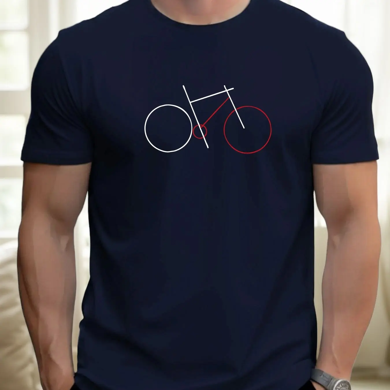 Men Summer Casual Crew Neck T-Shirt with Bicycle Graphic Yellow Short Sleeve Regular Fit Breathable for Casual Attire