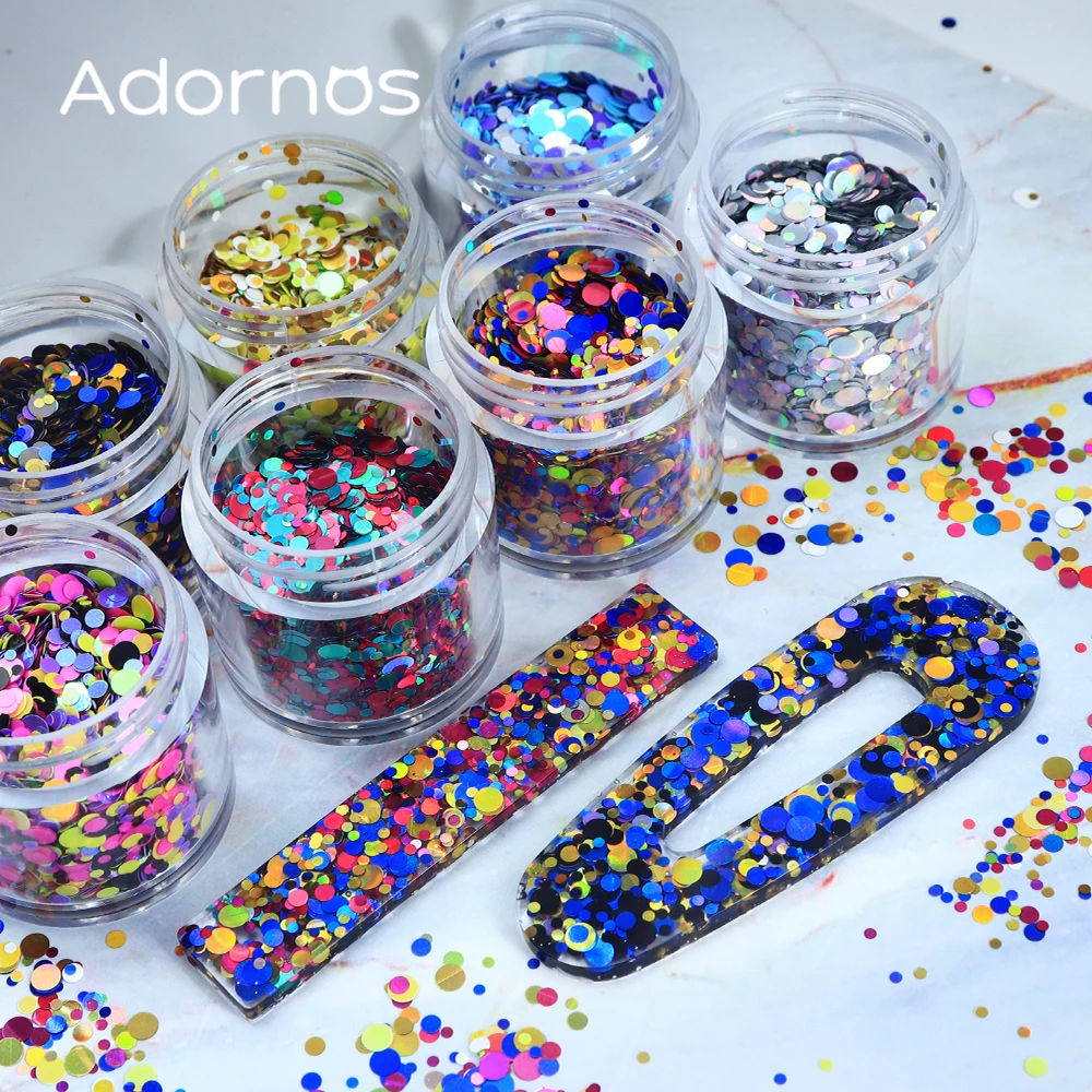 Holographic Mixed Round Bubble Epoxy Resin Glitter Filling Shiny Circle Shape Sequins Filler Resin Art Keychain DIY Accessories