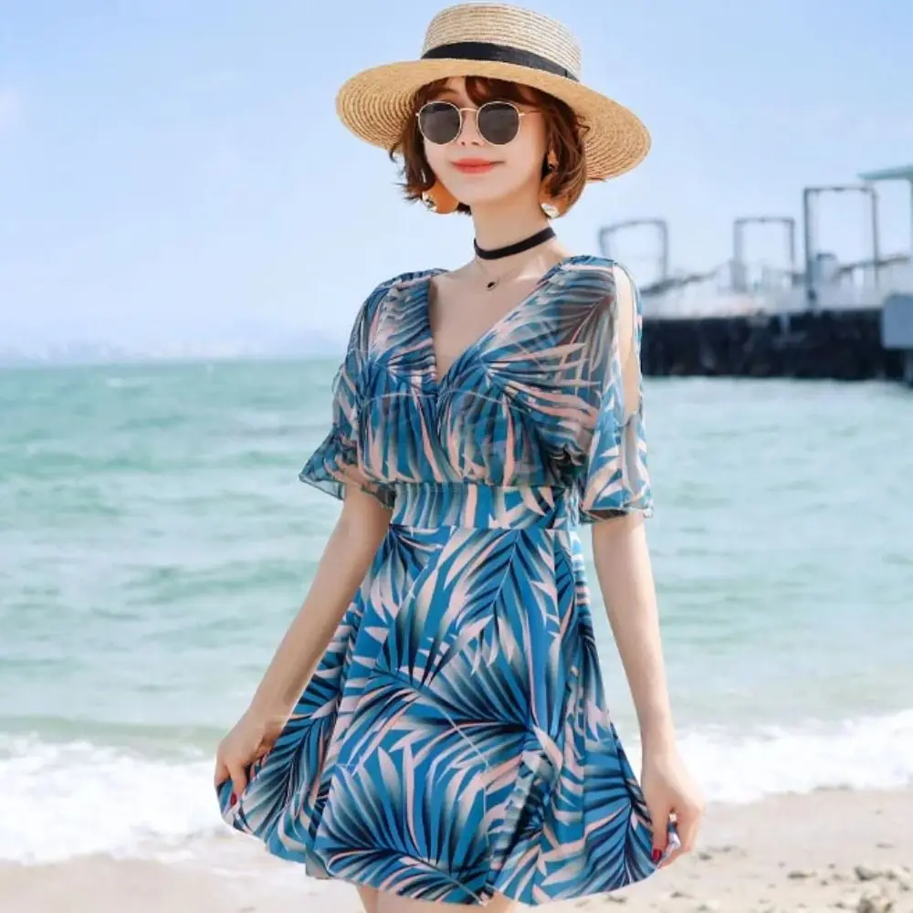 Slimming Design Women's Swimsuit Plus Size Floral Korean Style Bikini High-End Feel Strapless Thermal Spring Swimsuit