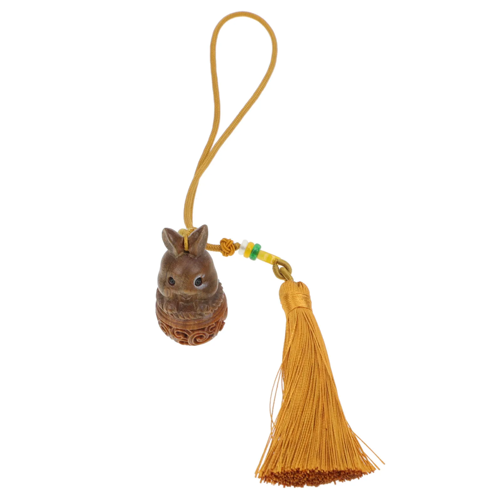 Wood Carving Rabbit Pendant Creative Key Chain Bag Phone Hanging Decor Multi-Functional Cute Rabbit Sachet Keyring Accessory