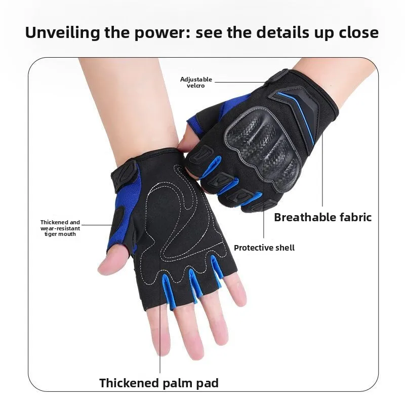 Cycling Gloves Men Half Finger Fitness Sports Non Slip Wear Resistant Motorcycle Motocross Anti Drop Outdoor Sports Gloves