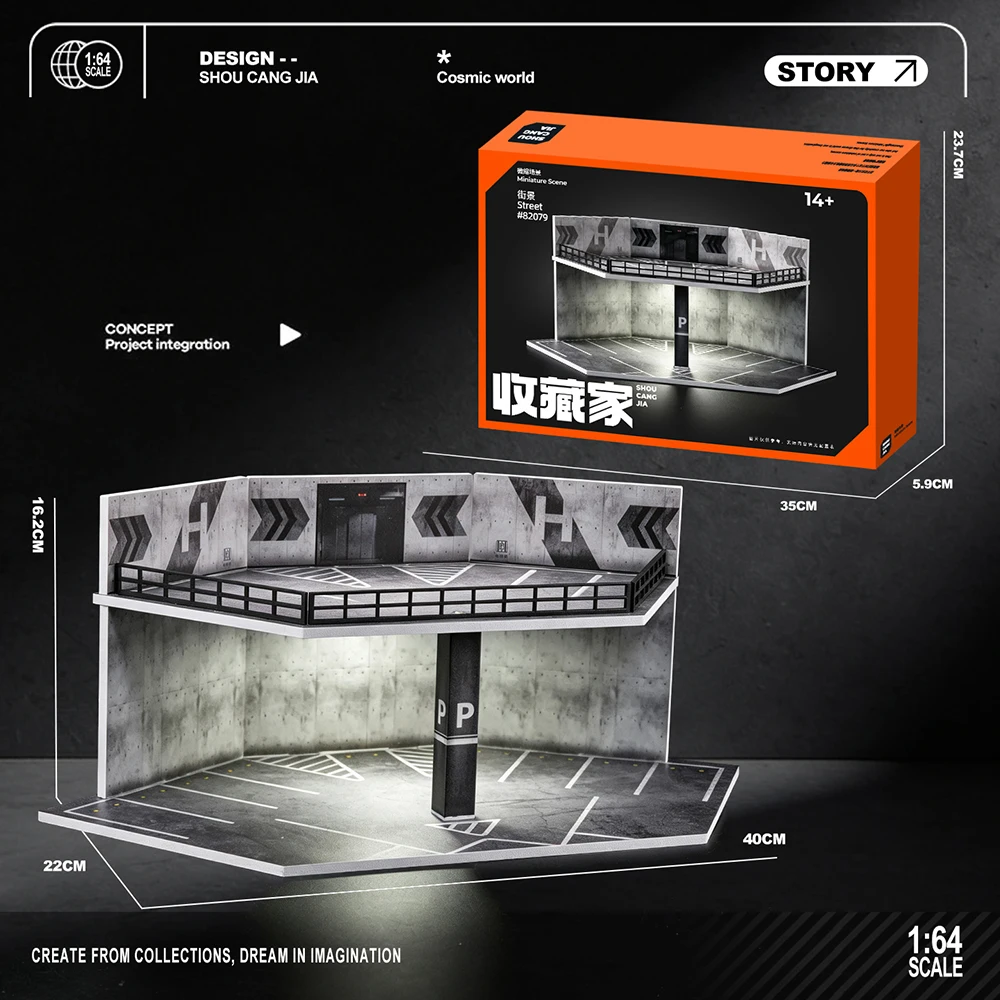 1/64 Industrielle unregelmäßige Parkgarage Diorama-Modellzubehör – Ausstellungsmodell Auto-Dekorationsszene (ohne Auto)