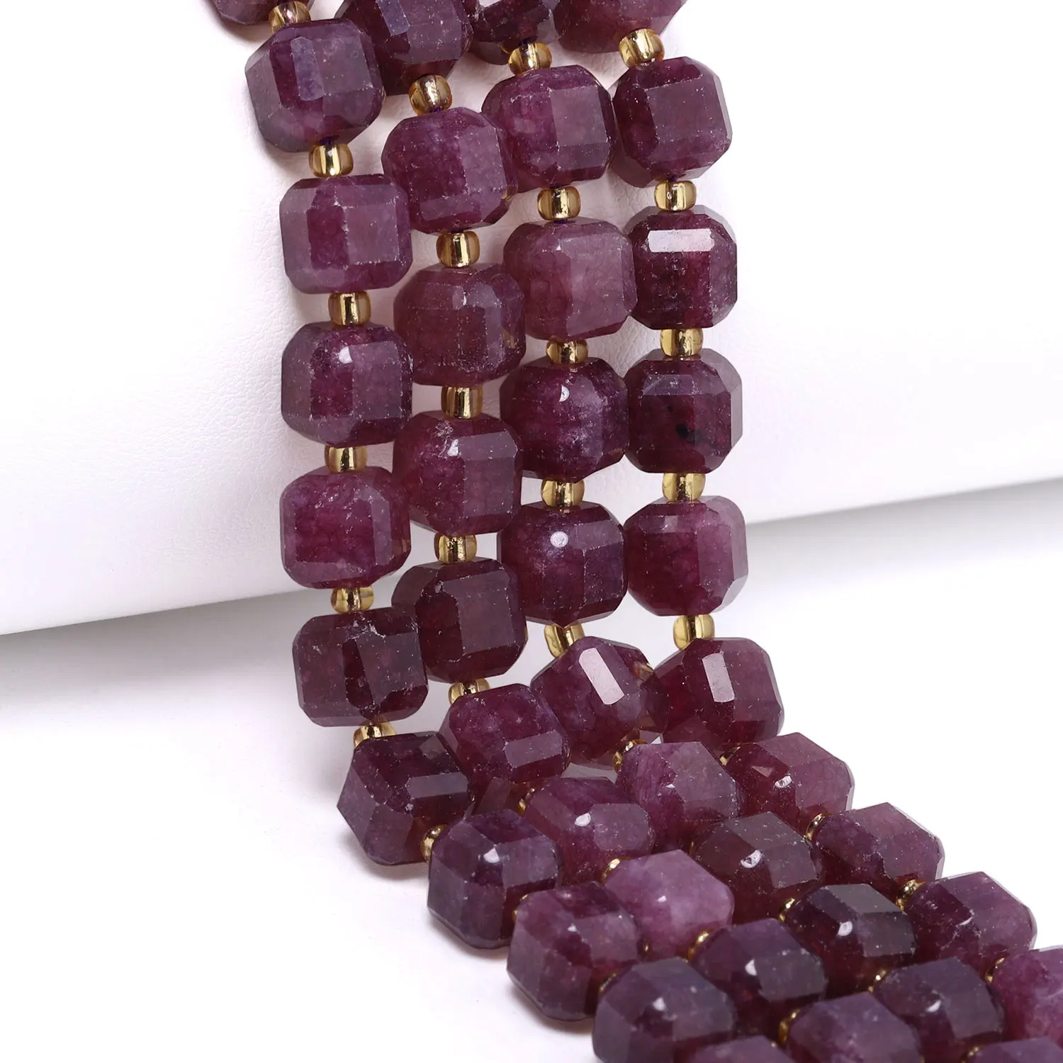 7-8 mm facettierte quadratische natürliche lila Granat-Steinperlen in Würfelform für die Schmuckherstellung, DIY-Armbänder, Zubehör, 7,5 Zoll.