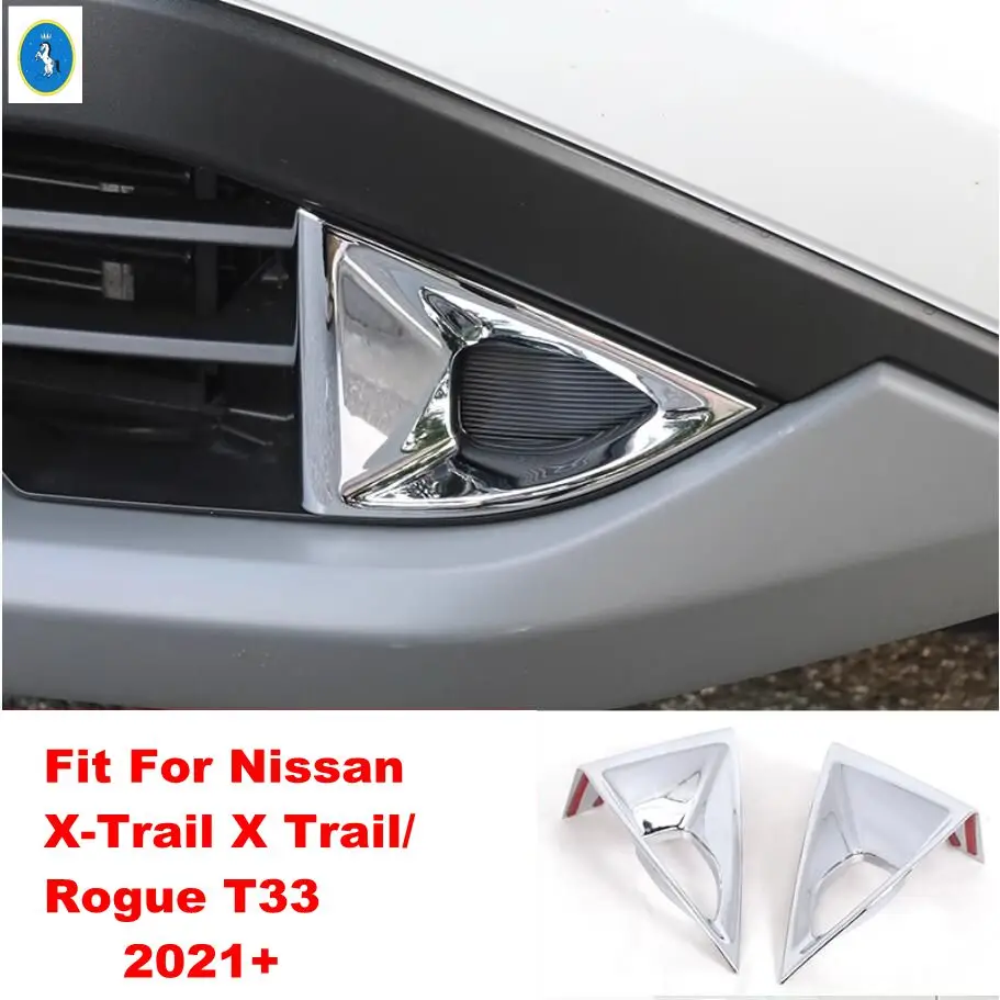 

For Nissan X-Trail X Trail / Rogue T33 2021 - 2024 Carbon / Chrome Car Front Fog Light Lamp Protector Cover Trim ABS Accessories