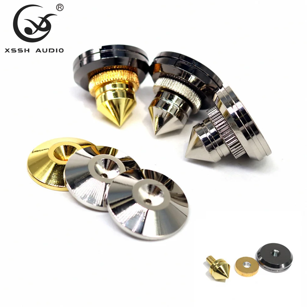 

4pcs/8pcs HiFi XSSH OEM Audio YIVO Solid Steel Speaker Spike Isolation Feet Brass Gold Silver Plated Cone CD Amplifier Stand Pad