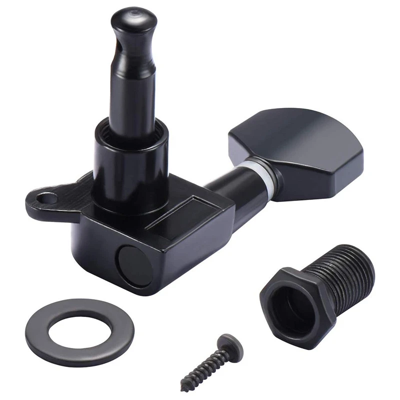 Guitar String Tuning Pegs Keys, 3 Esquerda, 3 Direita, Cabeças de Máquina Botões com Strap Button, Fechaduras e Guitarra Strin, 6 Pcs