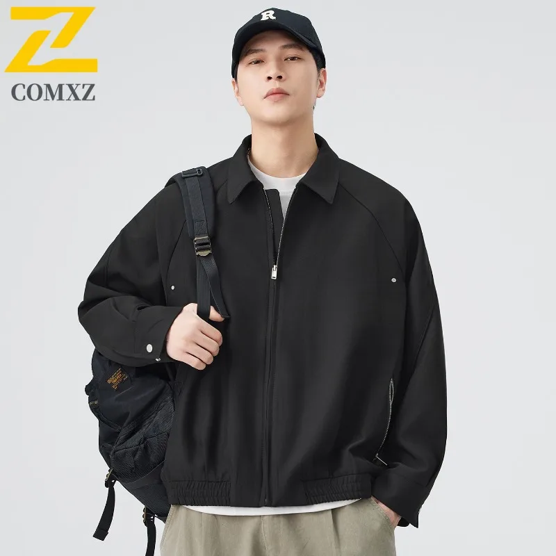 

COMXZ 2025 осень-зима новая американская винтажная минималистичная свободная куртка с отложным воротником мужская мода повседневный универсальный топ