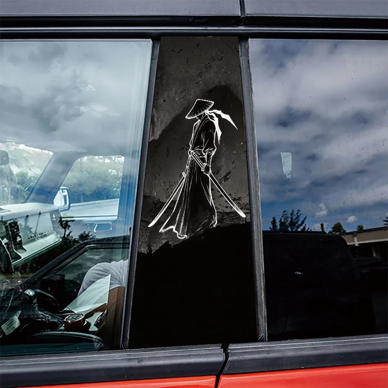 

2pcs Car Center Pillar Window Film Double-Sword Swordsman Glossy protective polyethylene film