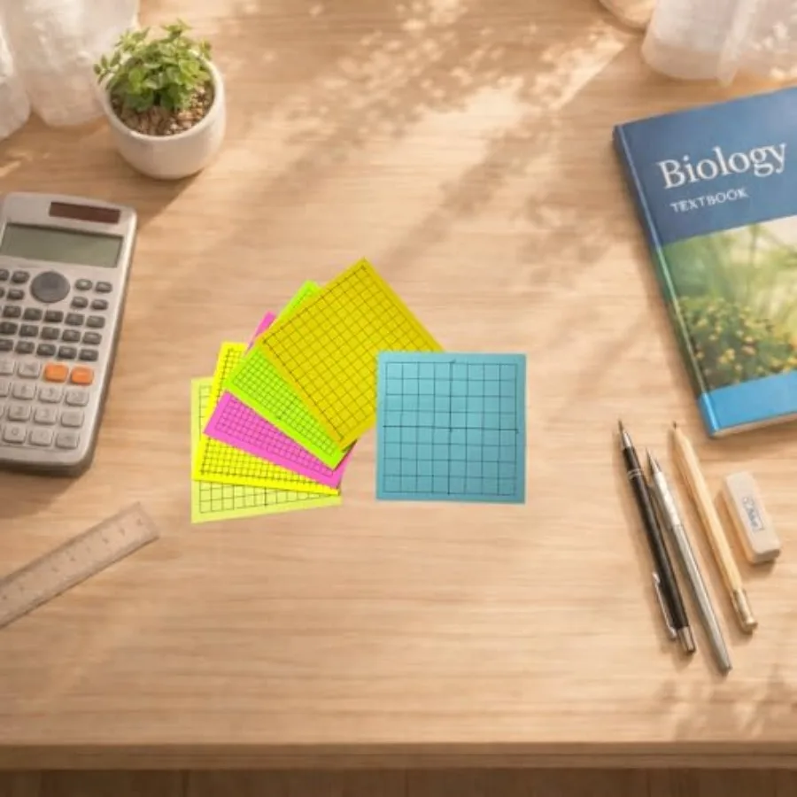 Graph Paper Sticky Notes - Pad with Math Quadrants and Grid Lines, Homeschooling Tools, Peels Off Cleanly, 6 Pads for Students,