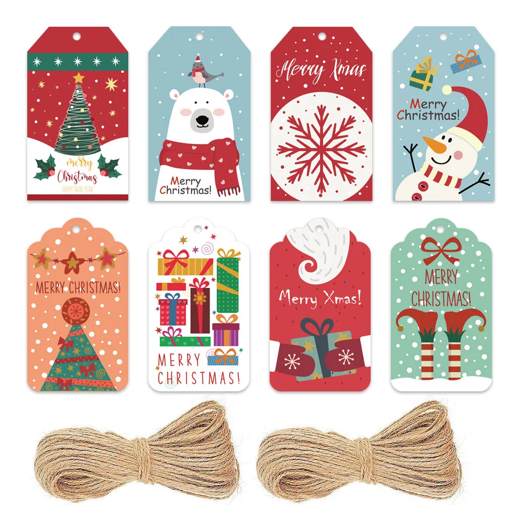 

Cute Lovely Christmas Greeting Card Hanging Tag For Small Bussiness Gift Box Decoration Holiday Packaging Supplies Wholesale