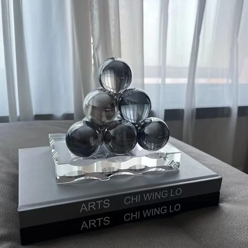 1Pcs Crystal Pile Ball Sculpture Ornament Home Accessories Living Room Display Statue Decoration Crafts Figurines Miniatures