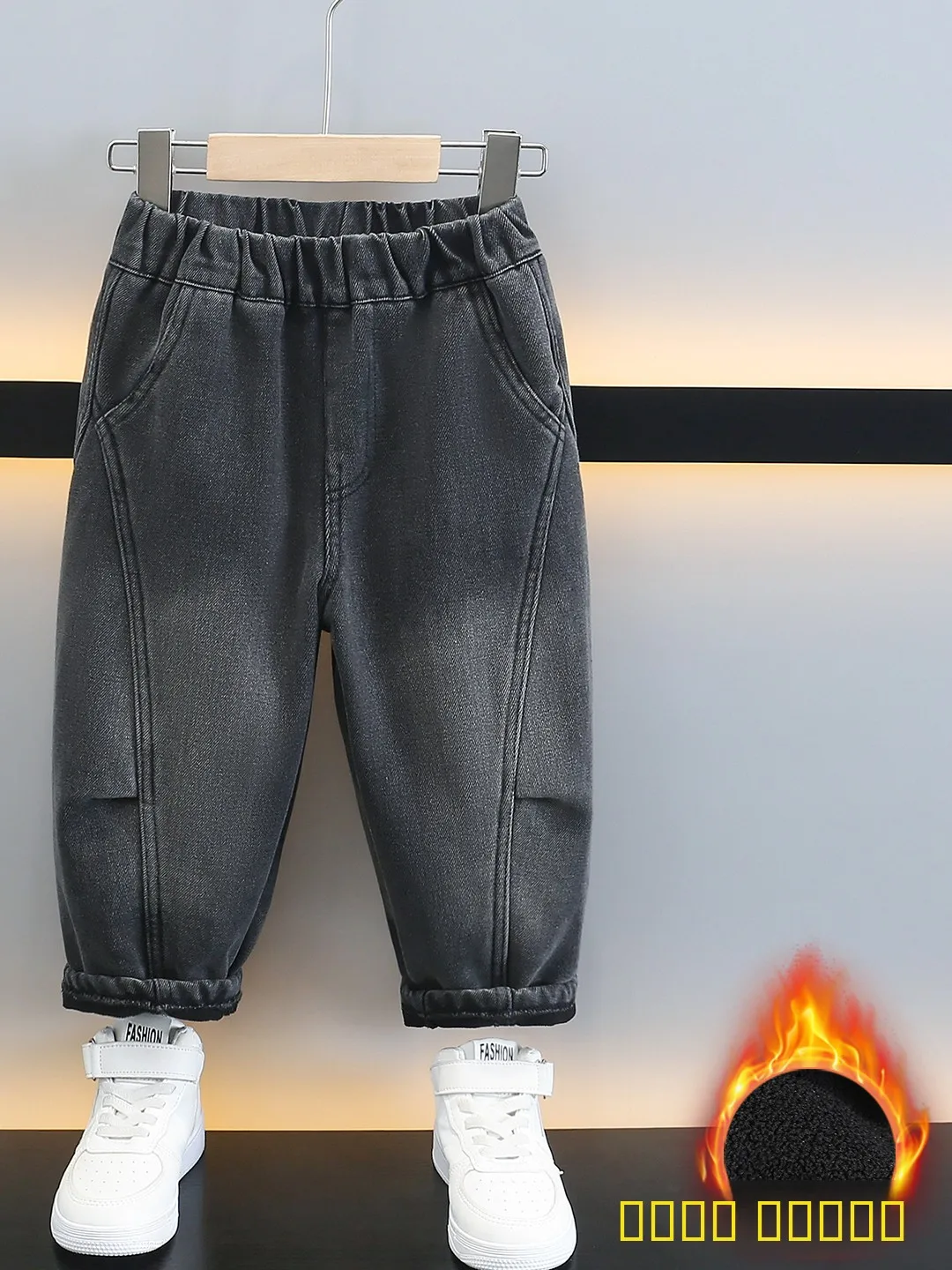 

Джинсы для мальчиков на флисовой подкладке, осенне-зимние, прямого кроя, утепленные, повседневные, удобные, хлопковые