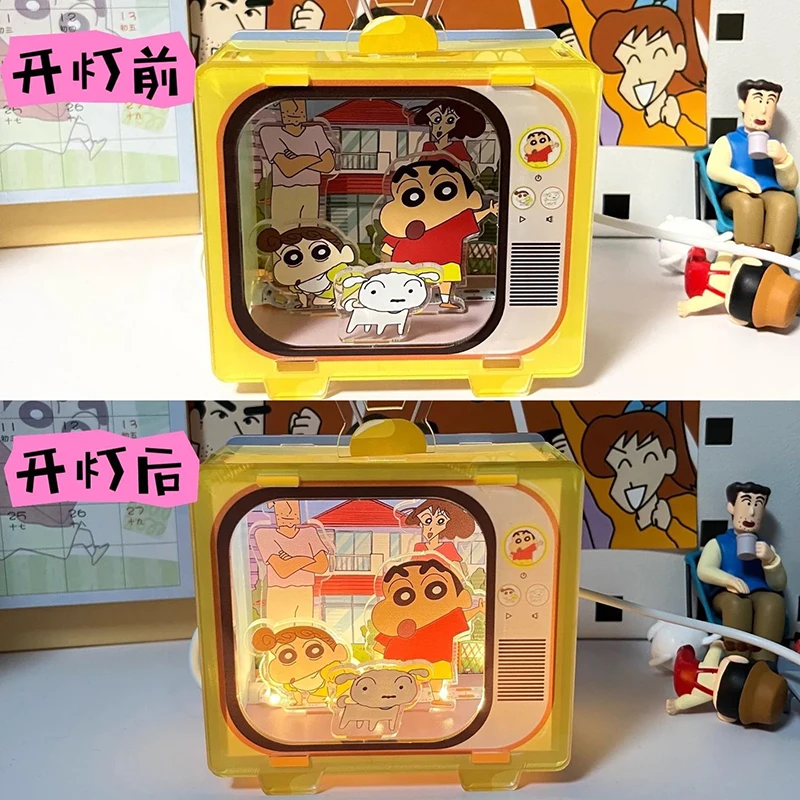 Crayon Shin-Chan TV Night Light Kawaii Cute Bedroom Desktop Eye Protection Assemble Night Light Bedside Lamp Birthday Girls Gift