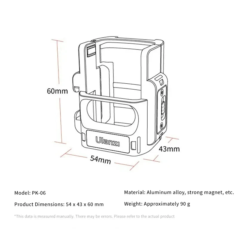 Ulanzi PK-06 Expansion Adapter for DJI Osmo Pocket 3 with Magnetic Quick Release Mount 1/4 Screw Thread for Camera Photograph