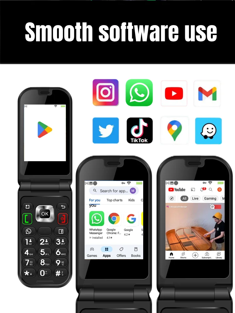 Imagem -04 - Flip Smart Phone com Tela Sensível ao Toque q3 4g Android Mtk 6739 1450mah Wifi 2.8 in 3gb Versão 32gb Novo