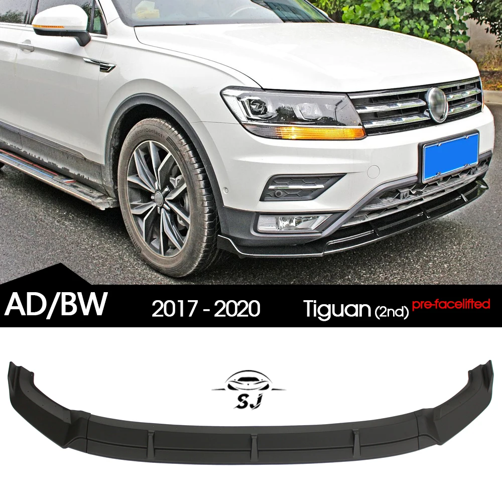 Carbon Fiber Printing Front Bumper Lip Spoiler Protector for VW Volkswagen Tiguan 2nd Geration Pre-facelifed AD BW 2017 - 2019