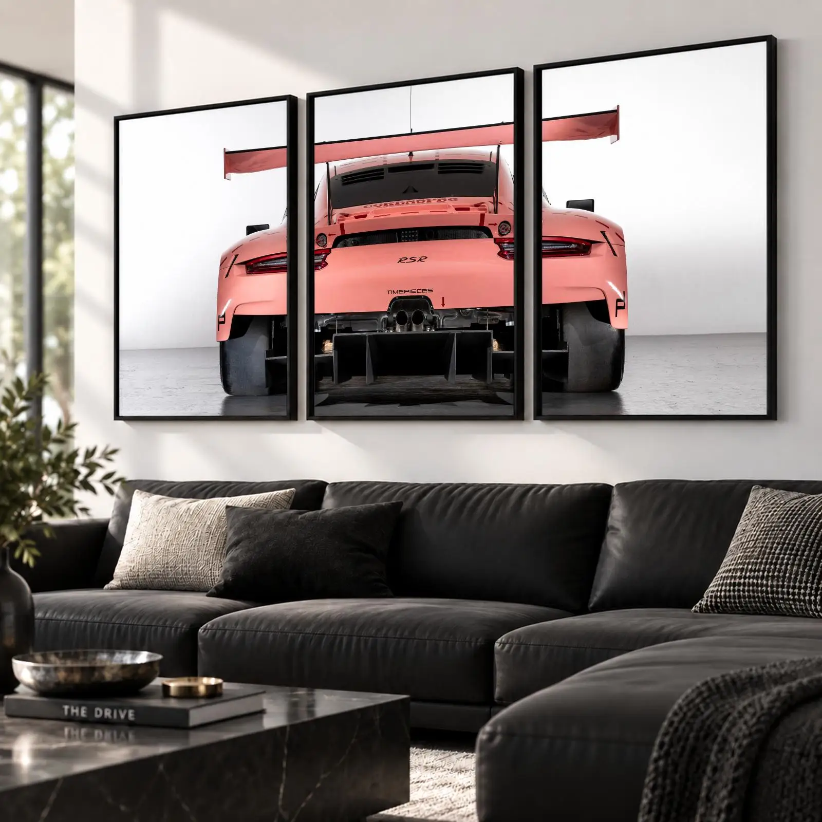 3pc Hypercar Rear View Painting Calligraphy Canvas Poster Set Wall Art Prints for Bedroom Living Room Home Decor Gift