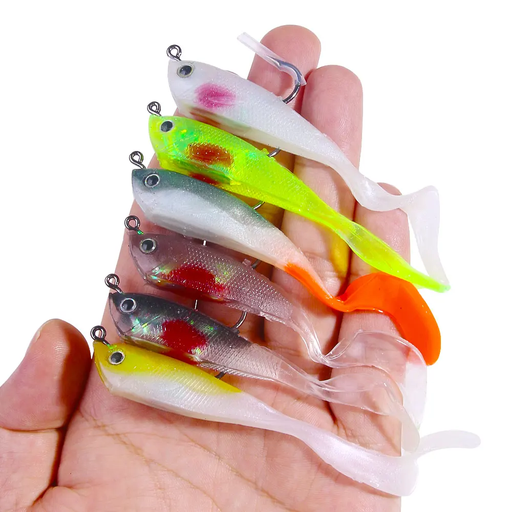 5 Stück 8cm 10g Jigkopf Weichköder Wobbler Künstlicher Köder Silikon-Angelköder für Wolfsbarsch Zander Weichköder Angelzubehör
