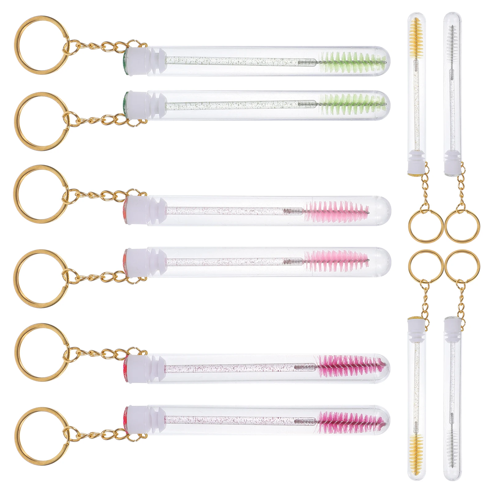 

10Pcs Fashion Lash Brush with Tube Keychain Included Makeup Eyelash Tool for Women Premium Quality Compact Travel Friendly