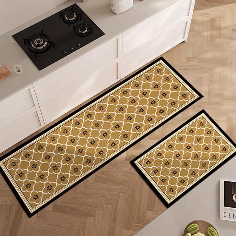 Tapete de cozinha retrô à prova de óleo, à prova d'água, couro pvc, lavável, tapete de chão de cozinha, tira longa, tapete de cozinha שטיח מטבח