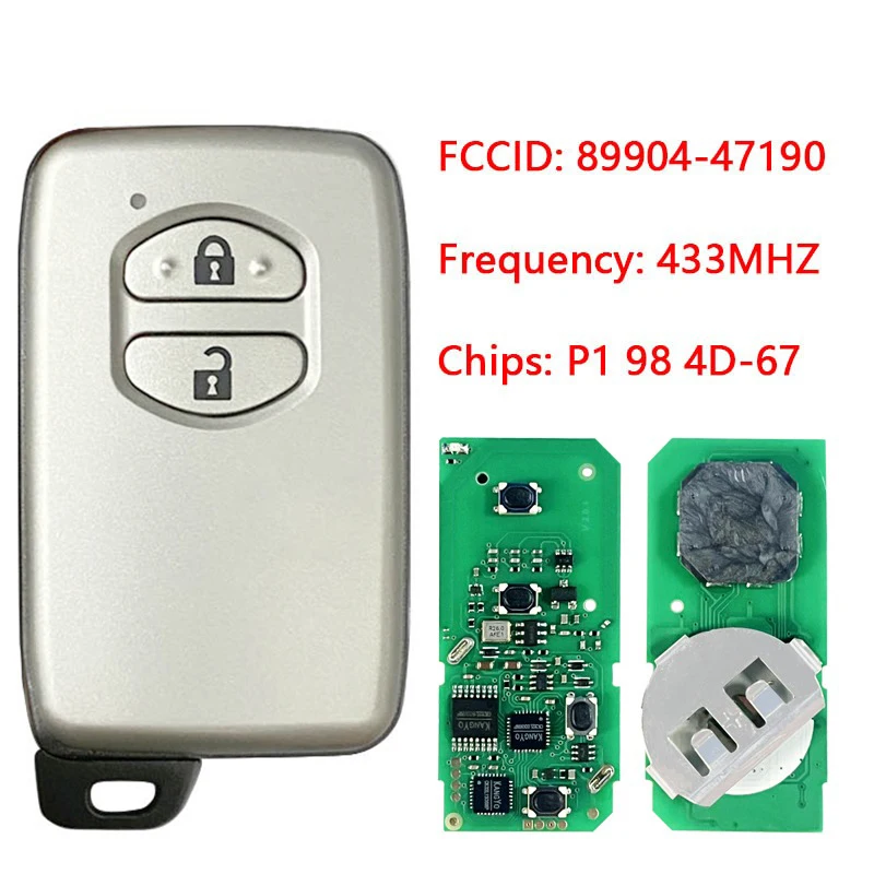 

CN007169 Aftermarket Smart Key 2 кнопки B74EA 4D-67 чип 433 МГц 89904-47190 Keyless Go для Toyota Prius Land Cruiser Prado 2010