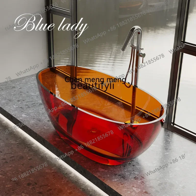 X Q Color artificial stone crystal goose egg transparent resin bathtub household independent double bathtub