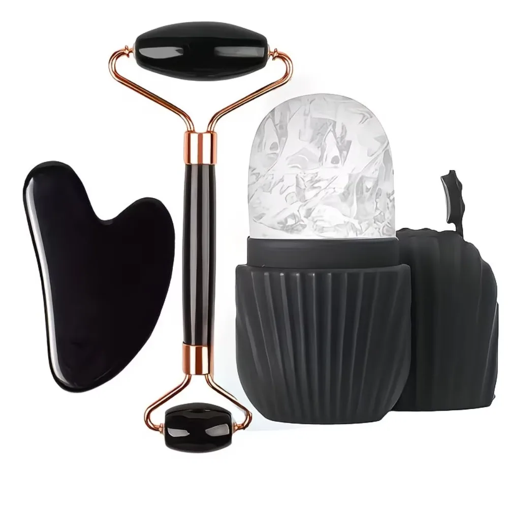 7/4/3-teiliges Dusch-Körperpflege-Set mit Langgriff-Silikonbürste, Kopfhautmassagegerät, Peeling-Gesichtsroller und Gua Sha Massage-Werkzeugen