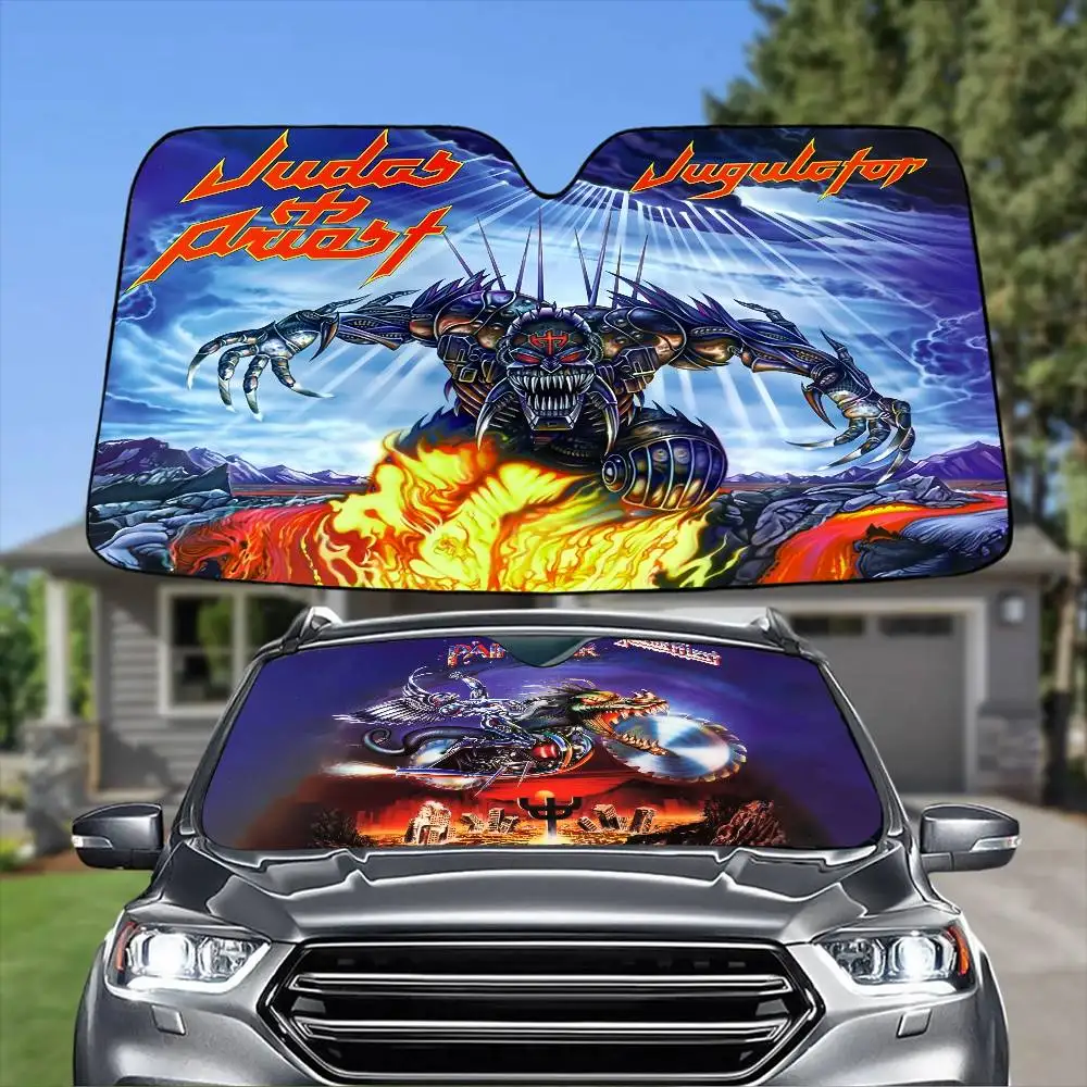 Band J-Judas P-Priest Painkiller Car SunShade Windshield Anti-UV Protection Front Shade Attachment Sun Visor Protective Cover