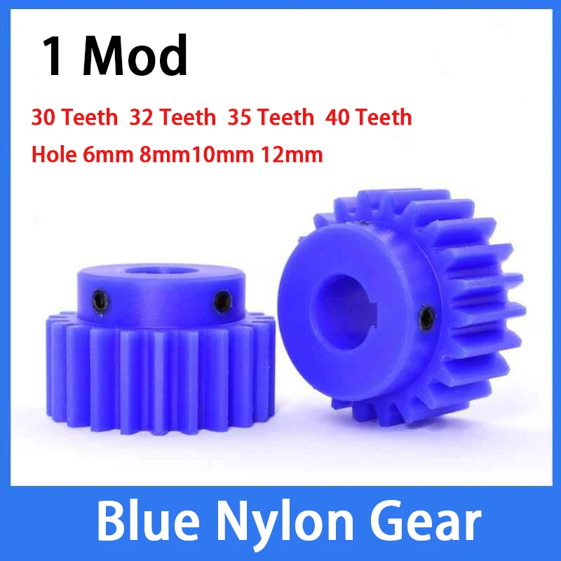 1-6Pcs 1 Mod 30T 32T 35T 40T Blue Nylon Spur Gear Motor Gear 1M Mechanical Transmission Plastic Gears Bore 6/8/10/12mm