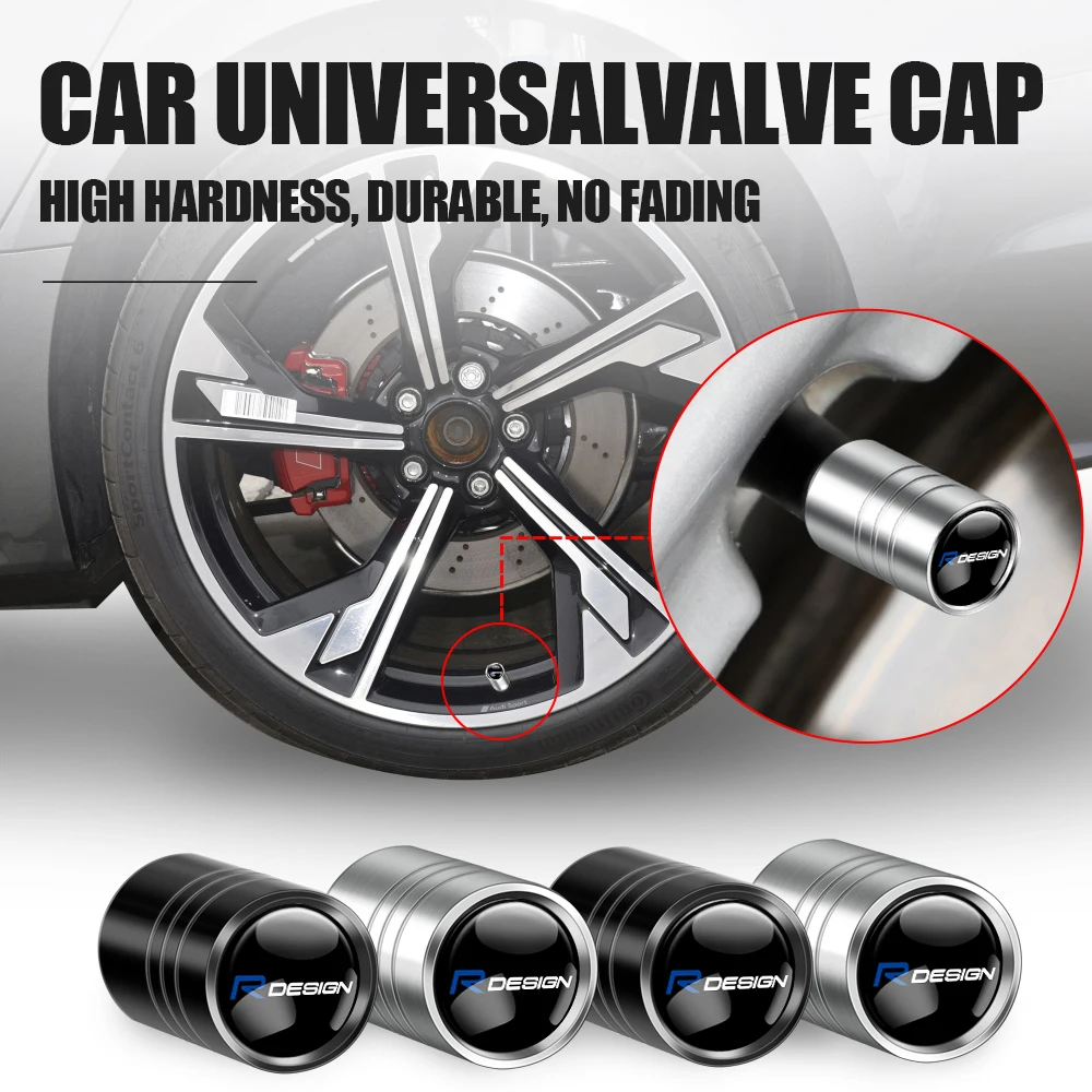 4pcs Car Badges Wheel Tire Valve Caps Tyre Stem Covers Auto Accessories For Volvo XC60 V60 S60 V40 V50 S40 S80 C30 XC40 XC70